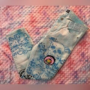 NWT One of a Kind Skull Graphics Jeans 28/6 by DaGang /Send It -Philadelphia Art